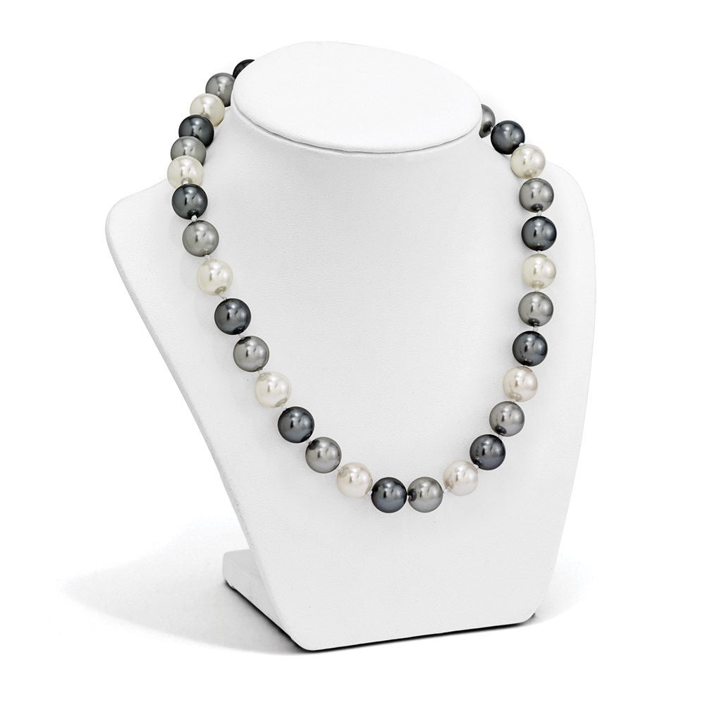 Sterling Silver Majestik Rhodium-Plated 12-13mm Multi-Color Imitation Shell Pearl Hand-Knotted Necklace
