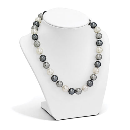 Sterling Silver Majestik Rhodium-Plated 12-13mm Multi-Color Imitation Shell Pearl Hand-Knotted Necklace