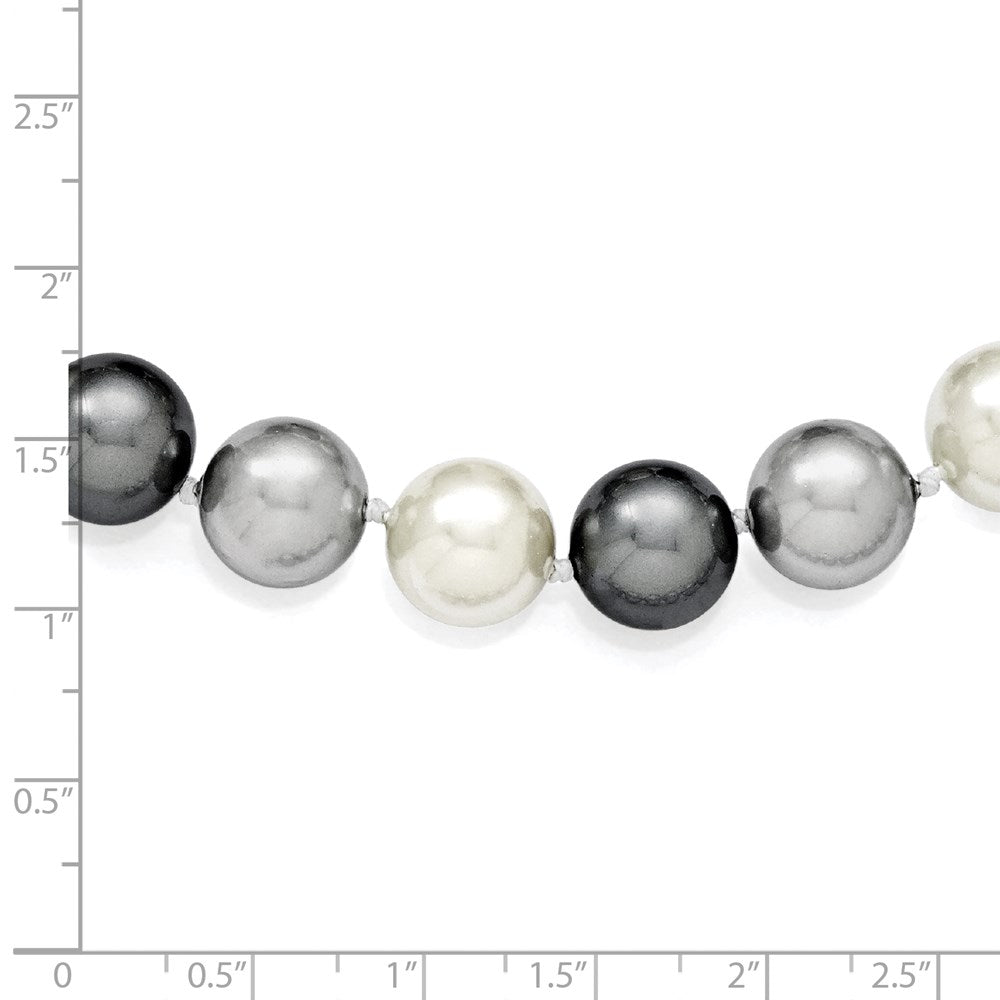 Sterling Silver Majestik Rhodium-Plated 12-13mm Multi-Color Imitation Shell Pearl Hand-Knotted Necklace