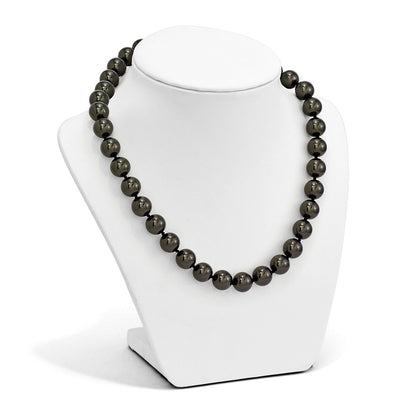 Sterling Silver Majestik Rhodium-Plated 12-13mm Black Imitation Shell Pearl Hand-Knotted Necklace