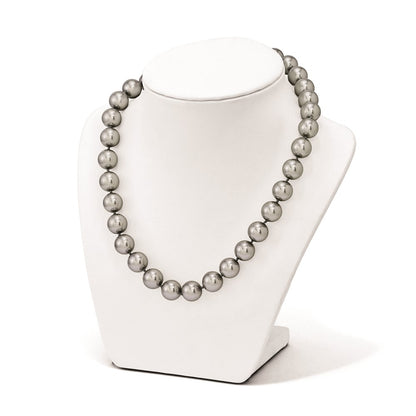 Sterling Silver Majestik Rhodium-Plated 12-13mm Grey Imitation Shell Pearl Hand-Knotted Necklace