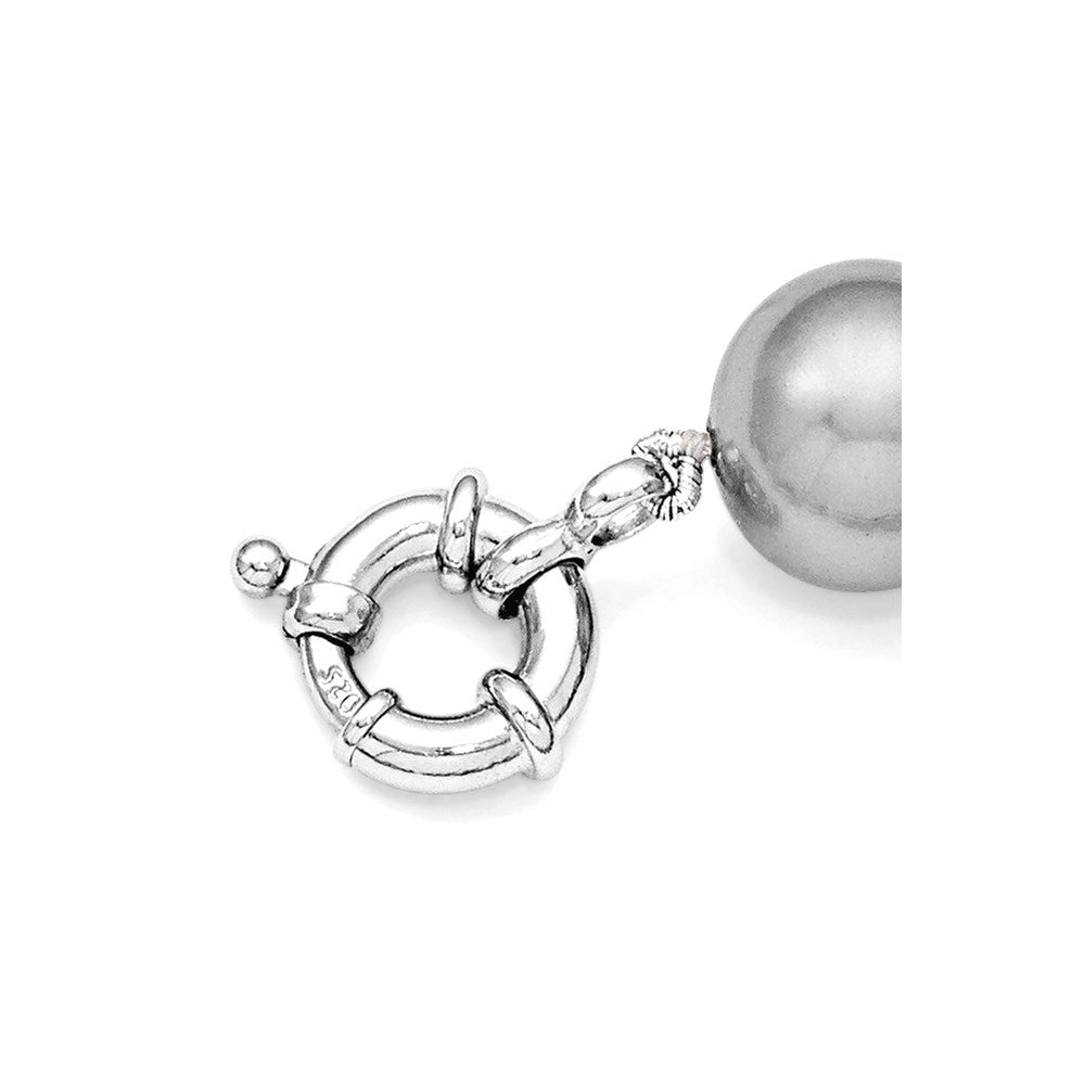 Sterling Silver Majestik Rhodium-Plated 12-13mm Grey Imitation Shell Pearl Hand-Knotted Necklace