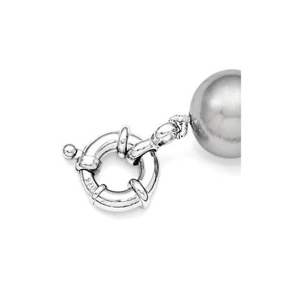 Sterling Silver Majestik Rhodium-Plated 12-13mm Grey Imitation Shell Pearl Hand-Knotted Necklace