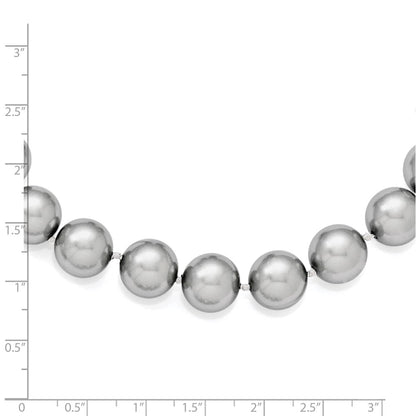 Sterling Silver Majestik Rhodium-Plated 12-13mm Grey Imitation Shell Pearl Hand-Knotted Necklace