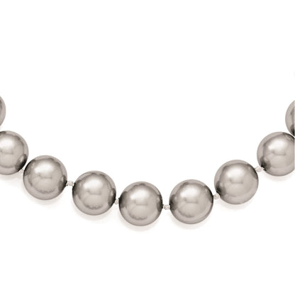 Sterling Silver Majestik Rhodium-Plated 12-13mm Grey Imitation Shell Pearl Hand-Knotted Necklace