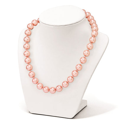 Sterling Silver Majestik Rhodium-Plated 12-13mm Pink Imitation Shell Pearl Hand-Knotted Necklace