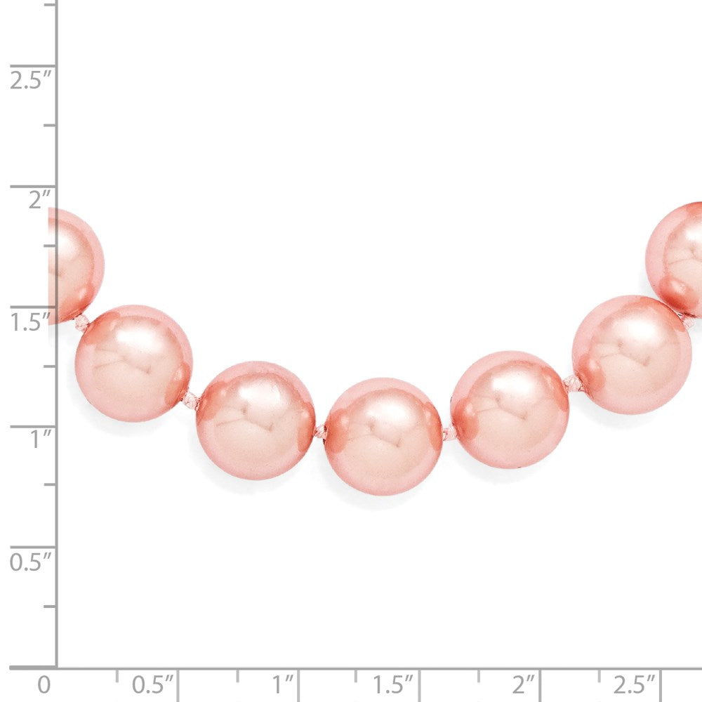 Sterling Silver Majestik Rhodium-Plated 12-13mm Pink Imitation Shell Pearl Hand-Knotted Necklace