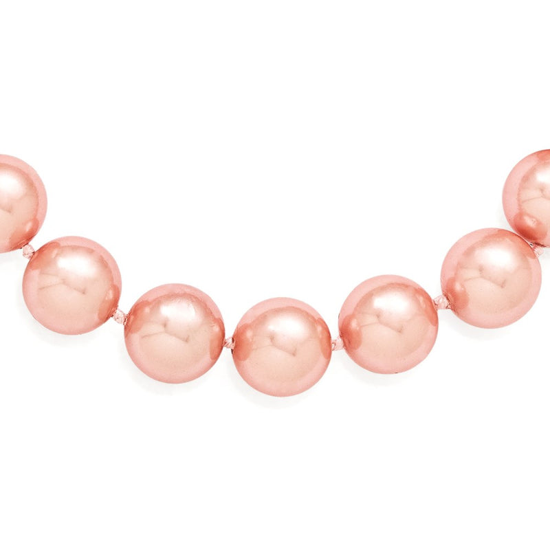 Sterling Silver Majestik Rhodium-Plated 12-13mm Pink Imitation Shell Pearl Hand-Knotted Necklace