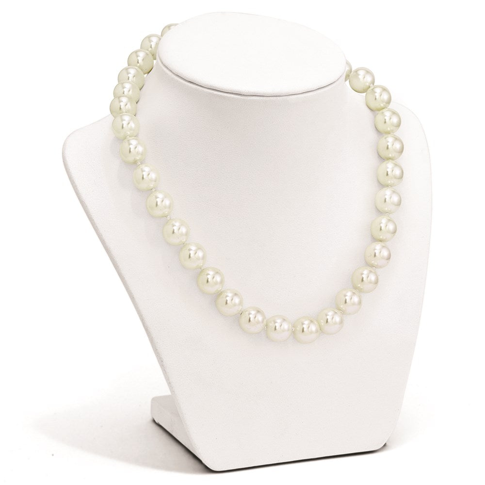 Sterling Silver Majestik Rhodium-Plated 12-13mm White Imitation Shell Pearl Hand-Knotted Necklace