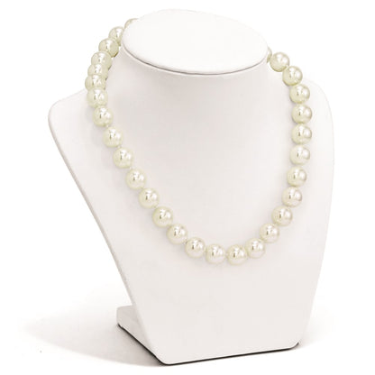 Sterling Silver Majestik Rhodium-Plated 12-13mm White Imitation Shell Pearl Hand-Knotted Necklace
