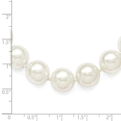 Sterling Silver Majestik Rhodium-Plated 12-13mm White Imitation Shell Pearl Hand-Knotted Necklace