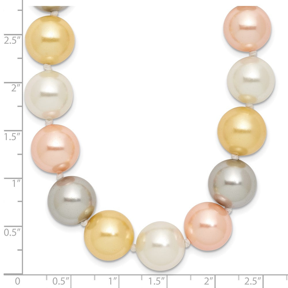 Sterling Silver Majestik Rhodium-Plated 12-13mm Multi-Color Imitation Shell Pearl Hand-Knotted Necklace