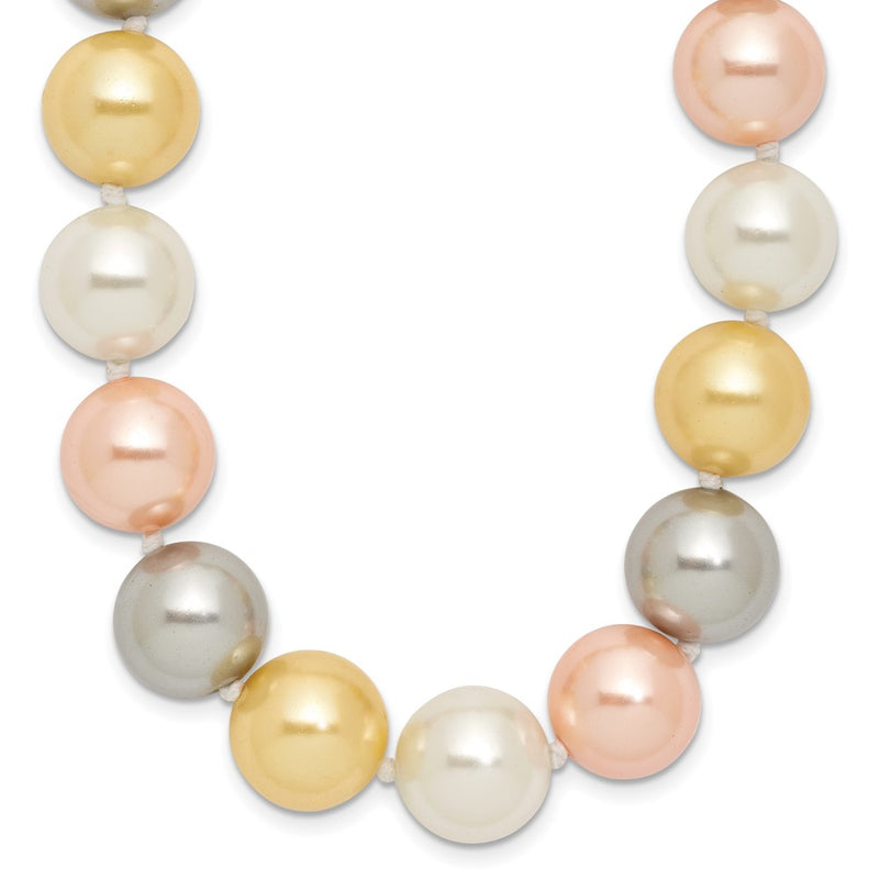 Sterling Silver Majestik Rhodium-Plated 12-13mm Multi-Color Imitation Shell Pearl Hand-Knotted Necklace