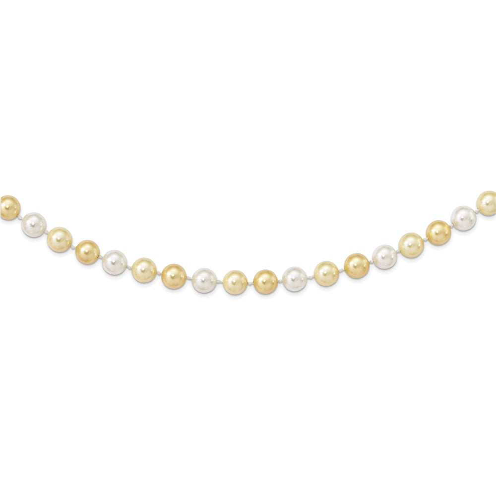 sterling-silver-majestik-rhodium-plated-12-13mm-yellow-and-white-imitation-shell-pearl-hand-knotted-necklace