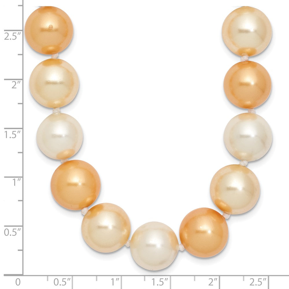 Sterling Silver Majestik Rhodium-Plated 12-13mm Yellow And White Imitation Shell Pearl Hand-Knotted Necklace