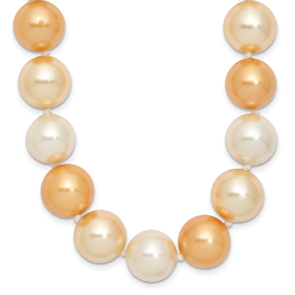 Sterling Silver Majestik Rhodium-Plated 12-13mm Yellow And White Imitation Shell Pearl Hand-Knotted Necklace
