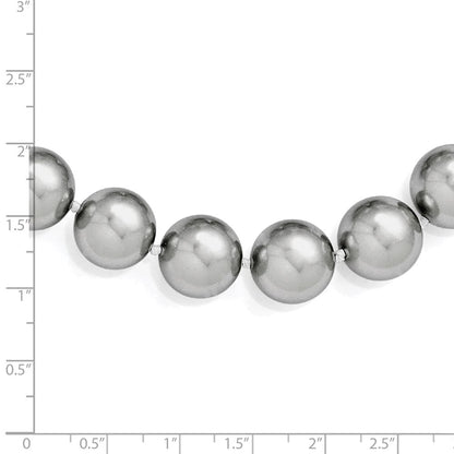 Sterling Silver Majestik Rhodium-Plated 14-15mm Grey Imitation Shell Pearl Hand-Knotted Necklace