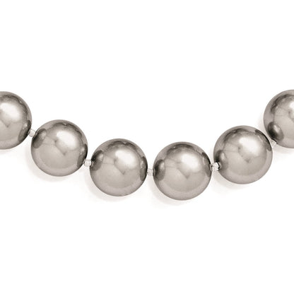 Sterling Silver Majestik Rhodium-Plated 14-15mm Grey Imitation Shell Pearl Hand-Knotted Necklace