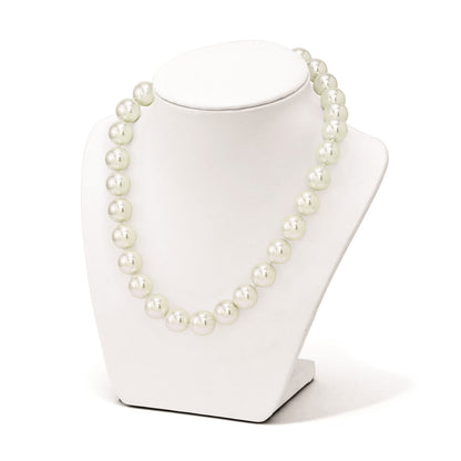 Sterling Silver Majestik Rhodium-Plated 14-15mm White Imitation Shell Pearl Hand-Knotted Necklace