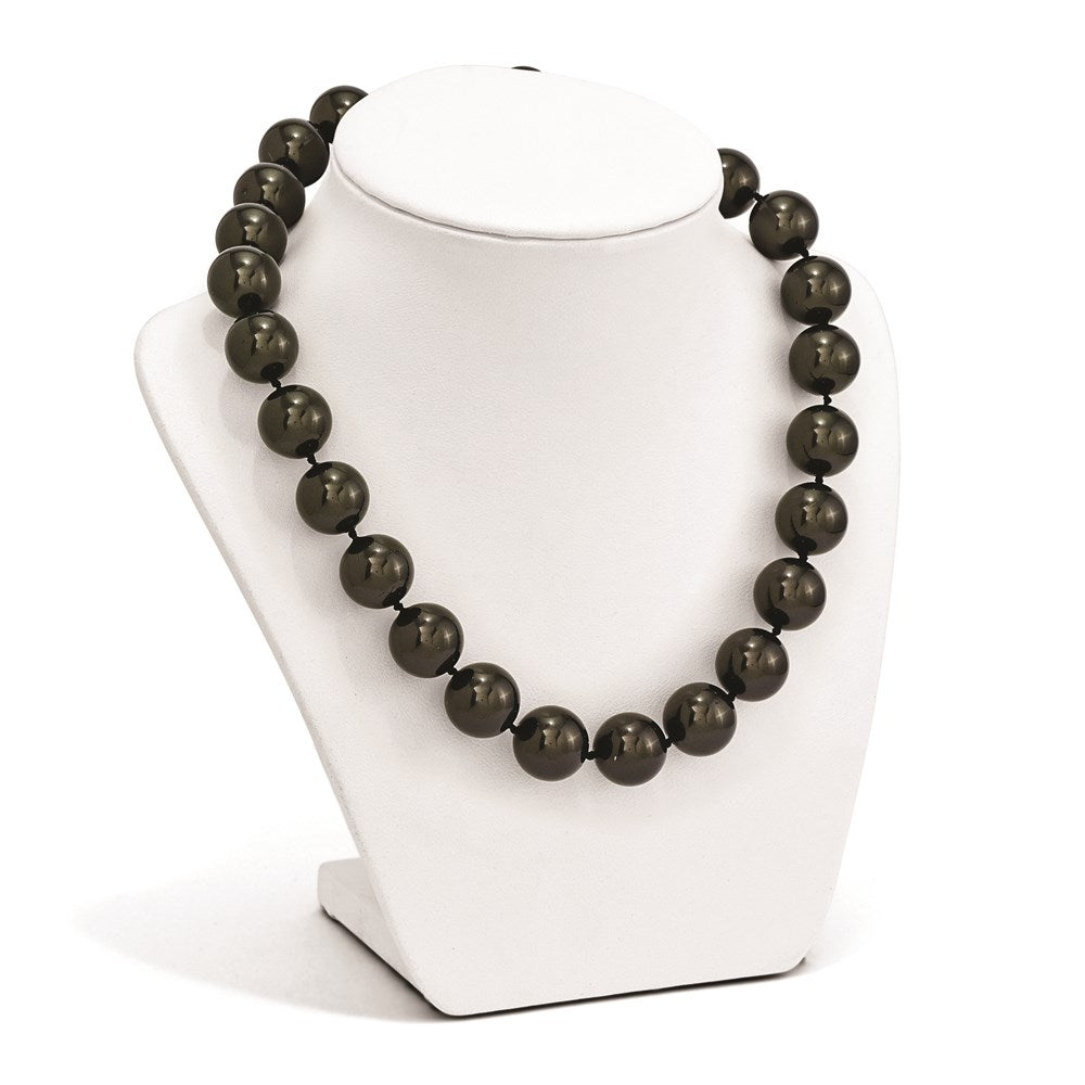 Sterling Silver S Majestik Rh-Pl 16-17mm Blk Imitat Shell Pearl Hand Knotted Neckl