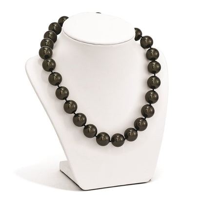Sterling Silver S Majestik Rh-Pl 16-17mm Blk Imitat Shell Pearl Hand Knotted Neckl