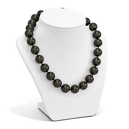Sterling Silver S Majestik Rh-Pl 16-17mm Blk Imitat Shell Pearl Hand Knotted Neckl