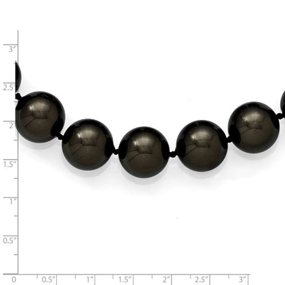 Sterling Silver S Majestik Rh-Pl 16-17mm Blk Imitat Shell Pearl Hand Knotted Neckl