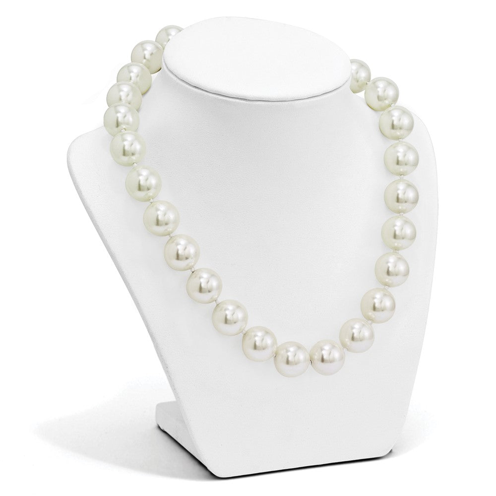 Sterling Silver Majestik Rhodium-Plated 16-17mm White Imitation Shell Pearl Hand-Knotted Necklace