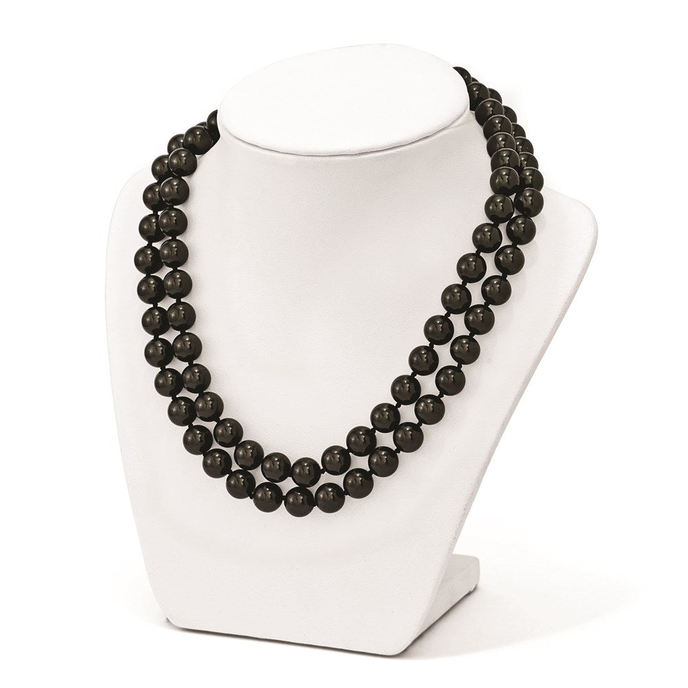 Sterling Silver S Majestik Rh-Pl 2 Row 10-11mm Blk Imitat Shell Pearl Necklace