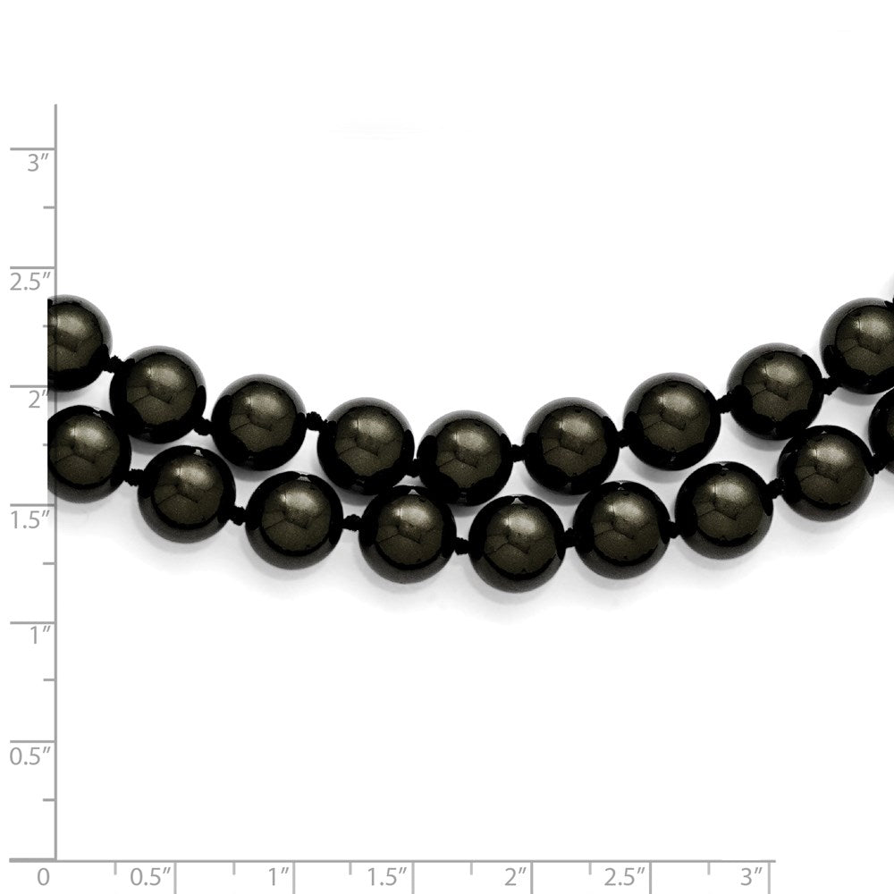 Sterling Silver S Majestik Rh-Pl 2 Row 10-11mm Blk Imitat Shell Pearl Necklace