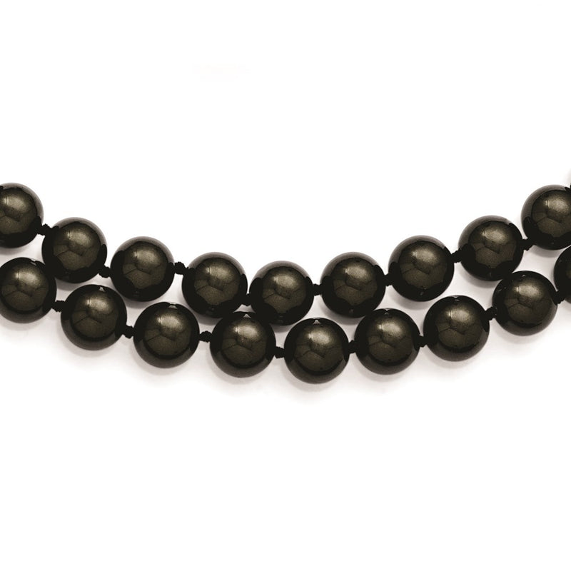 Sterling Silver S Majestik Rh-Pl 2 Row 10-11mm Blk Imitat Shell Pearl Necklace