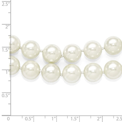 Sterling Silver S Majestik Rh-Pl 2 Row 10-11mm Wht Imitat Shell Pearl Necklace
