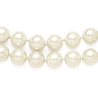 Sterling Silver S Majestik Rh-Pl 2 Row 10-11mm Wht Imitat Shell Pearl Necklace