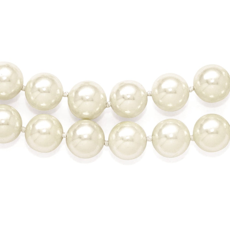 Sterling Silver S Majestik Rh-Pl 2 Row 10-11mm Wht Imitat Shell Pearl Necklace