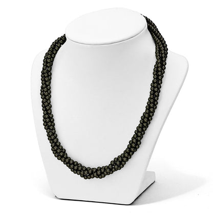 Sterling Silver S Majestik Rh-Pl 4 Row 4-5mm Blk Imitat Shell Pearl Twisted Neck