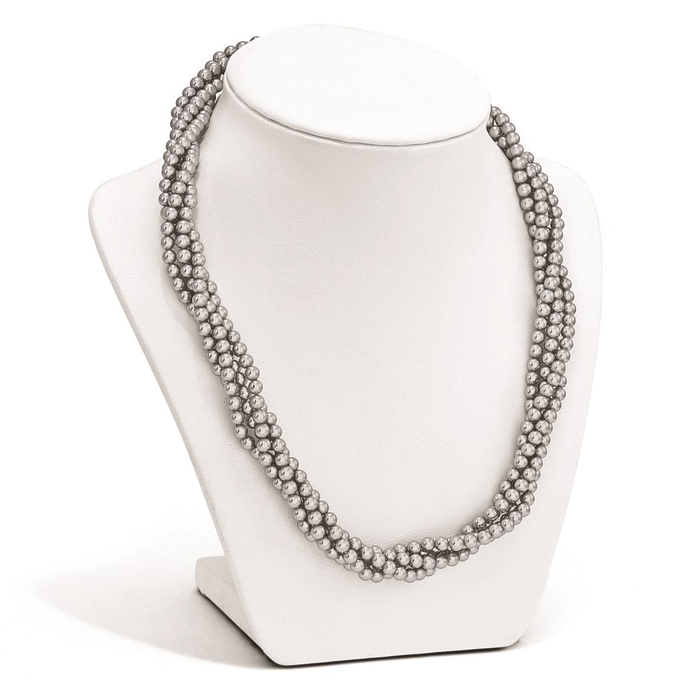 Sterling Silver S Majestik Rh-Pl 4Row 4-5mm Grey Imitat Shell Pearl Twist Necklace