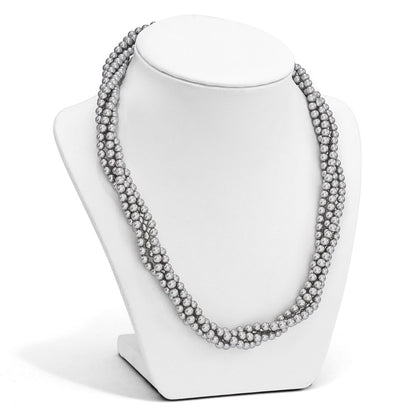 Sterling Silver S Majestik Rh-Pl 4Row 4-5mm Grey Imitat Shell Pearl Twist Necklace