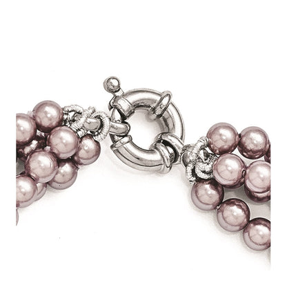 Sterling Silver Majestik 4Row 4-5mm Purple Shell Bead Twist Necklace