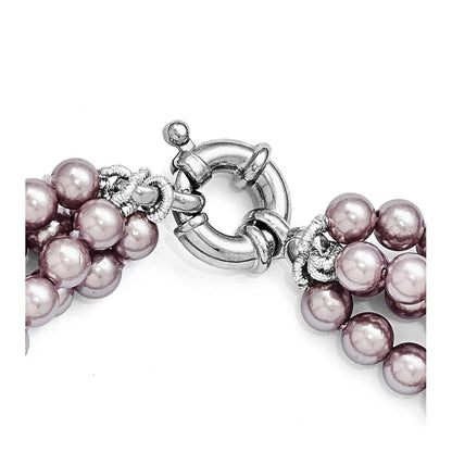 Sterling Silver Majestik 4Row 4-5mm Purple Shell Bead Twist Necklace