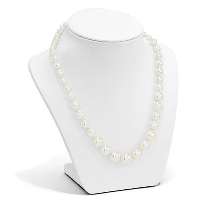 Sterling Silver Majestik Rhodium-Plated 6-12mm Graduated White Imitation Shell Pearl Hand-Knotted Necklace