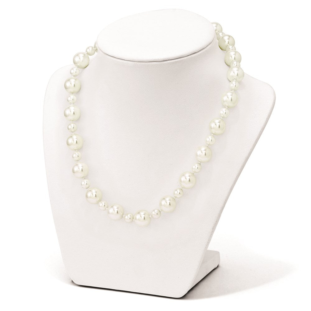 Sterling Silver S Majestik Rh-Pl 7&12mm Wht Imitat Shell Pearl Hand Knotted Neckla