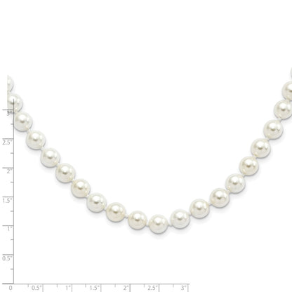 Sterling Silver Majestik Rhodium-Plated 8-9mm White Imitation Shell Pearl Hand-Knotted Necklace