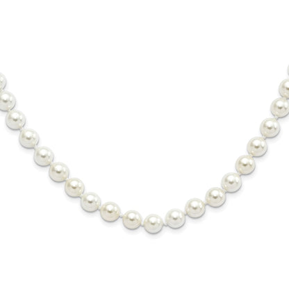 Sterling Silver Majestik Rhodium-Plated 8-9mm White Imitation Shell Pearl Hand-Knotted Necklace