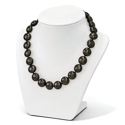 Sterling Silver S Majestik Rh Pl 14 15mm Coin Blk Imitat Shell Pearl Cz Clasp Ne