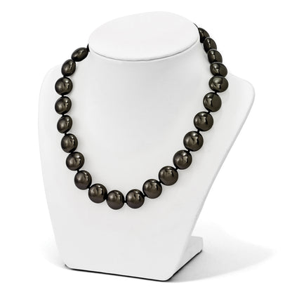 Sterling Silver S Majestik Rh Pl 14 15mm Coin Blk Imitat Shell Pearl Cz Clasp Ne