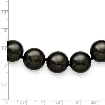 Sterling Silver S Majestik Rh Pl 14 15mm Coin Blk Imitat Shell Pearl Cz Clasp Ne