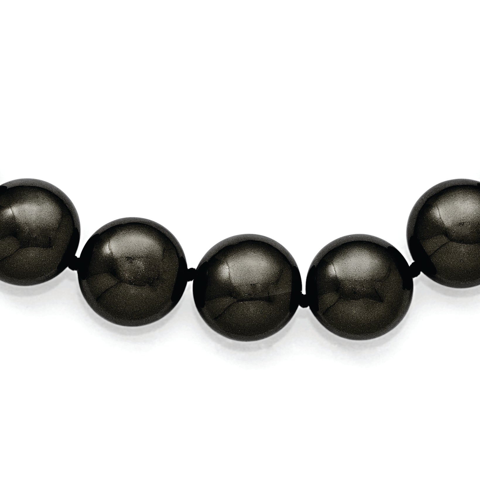 Sterling Silver S Majestik Rh Pl 14 15mm Coin Blk Imitat Shell Pearl Cz Clasp Ne