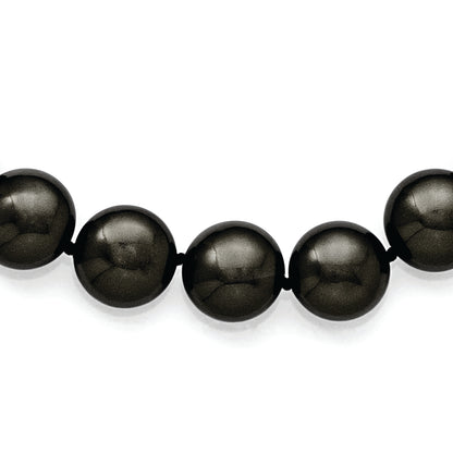 Sterling Silver S Majestik Rh Pl 14 15mm Coin Blk Imitat Shell Pearl Cz Clasp Ne