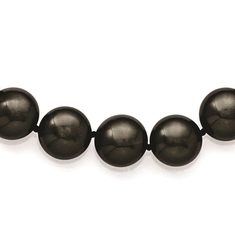 Sterling Silver S Majestik Rh Pl 14 15mm Coin Blk Imitat Shell Pearl Cz Clasp Ne
