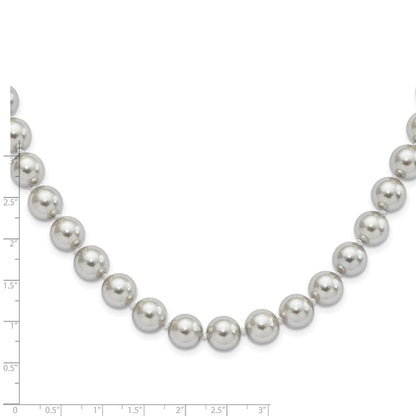 Sterling Silver Majestic Rhodium-Plated 10-11mm Grey Imitation Shell Pearl Hand-Knotted Necklace